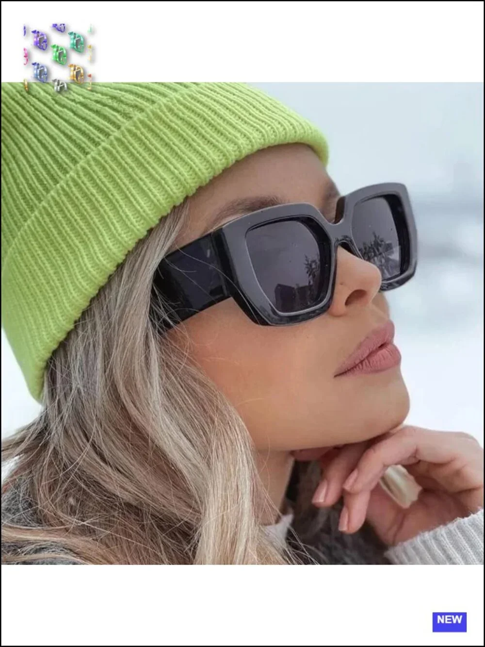 Oversized Thick Frame Square Sunglasses UV400 Protection